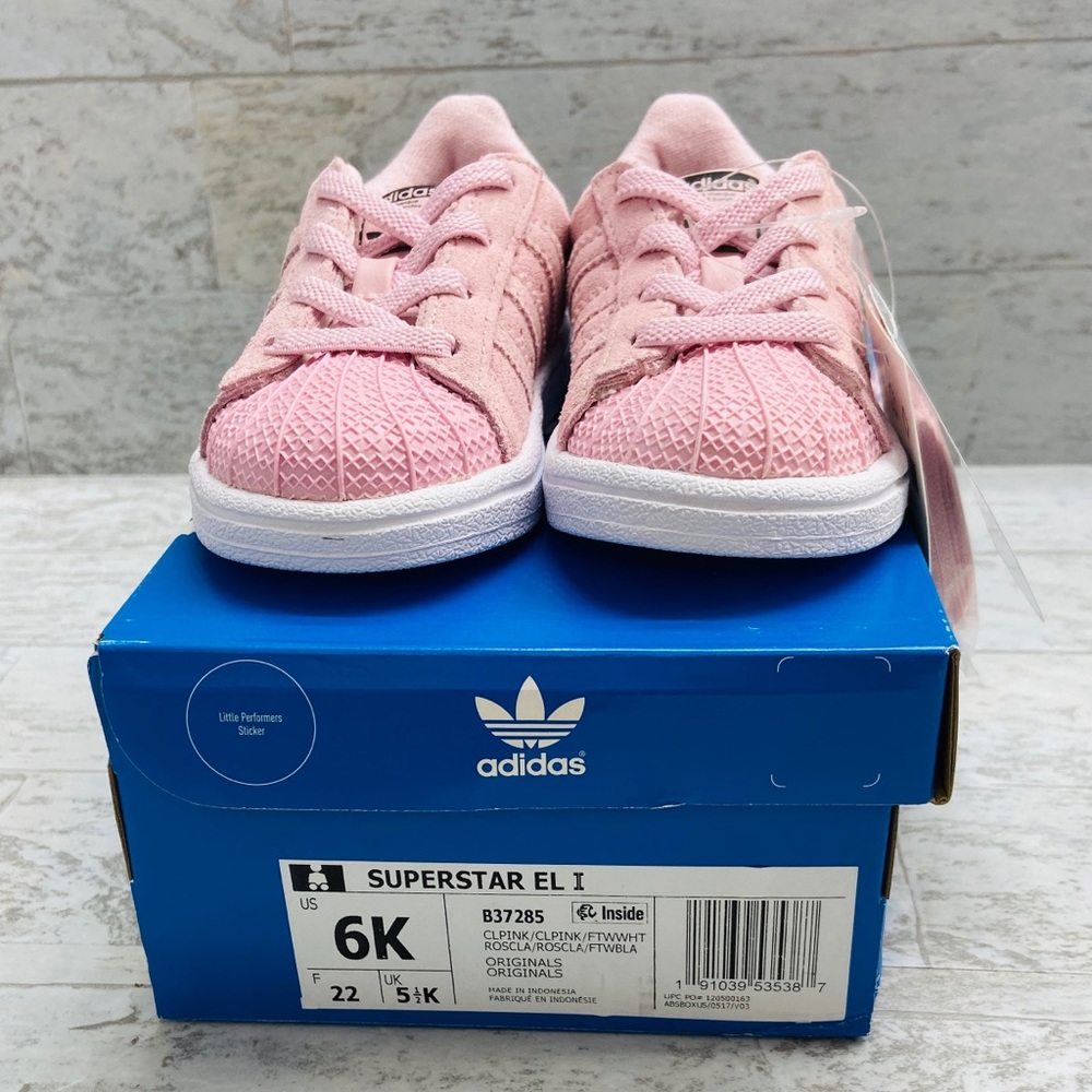 Adidas baby /toddler girl pink Superstar sneakers - Picture 5 of 8